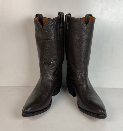 Vintage 1960s Tony Lama Water Buffalo Cowboy Boots 10 E Exotic Gold Label