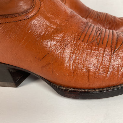 Custom Smooth Ostrich Cowboy Boots | Exotic | Tooled Inlay | Men’s 8.5