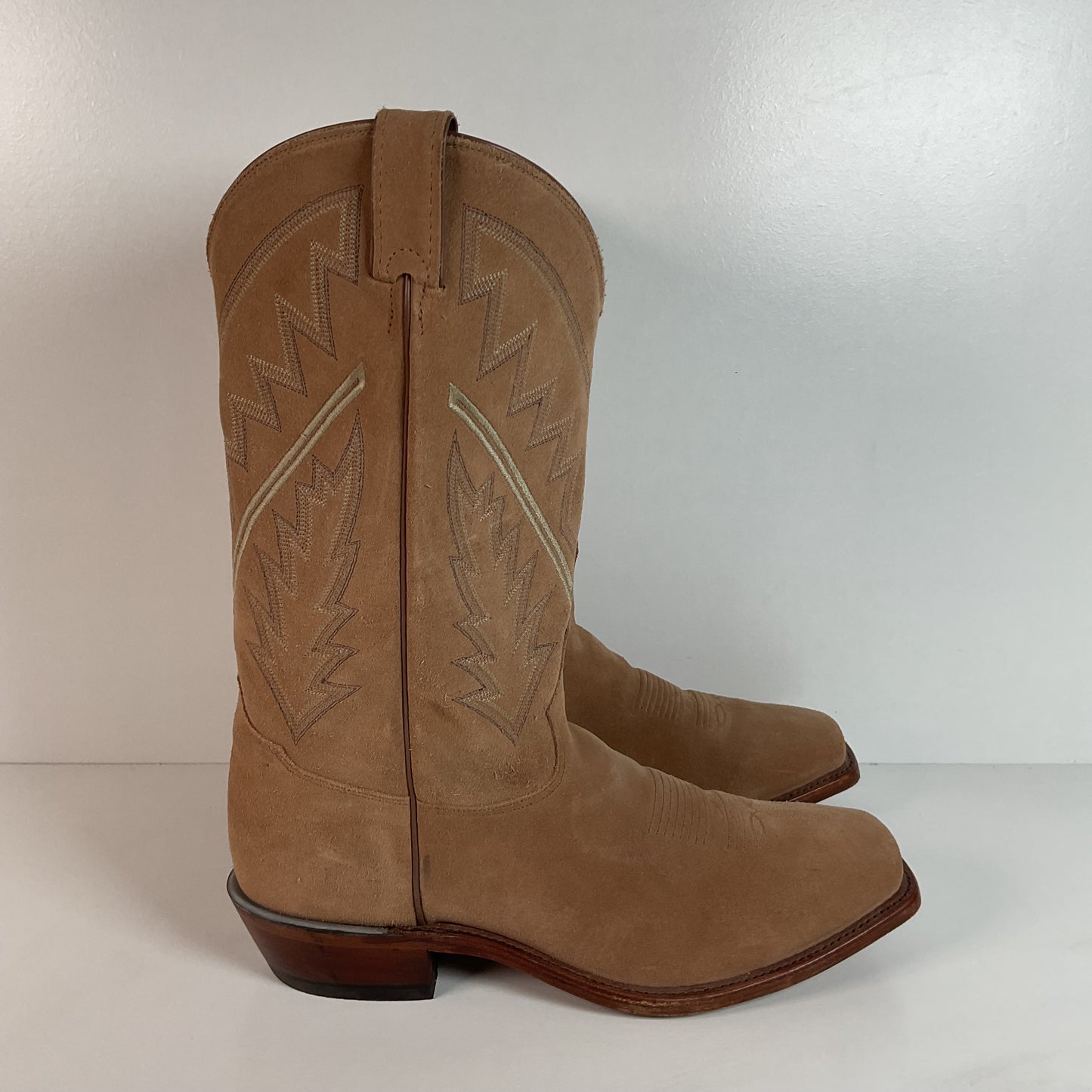Tony Lama Suede Cowboy Boots | USA Made | Sand Mojave | 11.5 EE