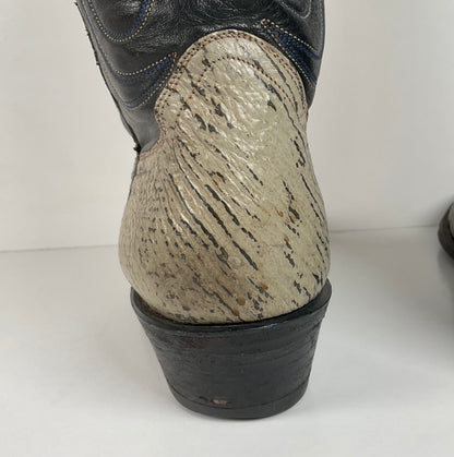 Vintage Shark Skin Cowboy Boots | Exotic | Grey | Men’s 8.5 D