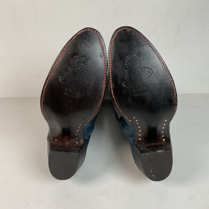 Vintage Justin Ostrich Quill Cowgirl Boots | USA Made | Royal Blue | Women’s 6.5 B