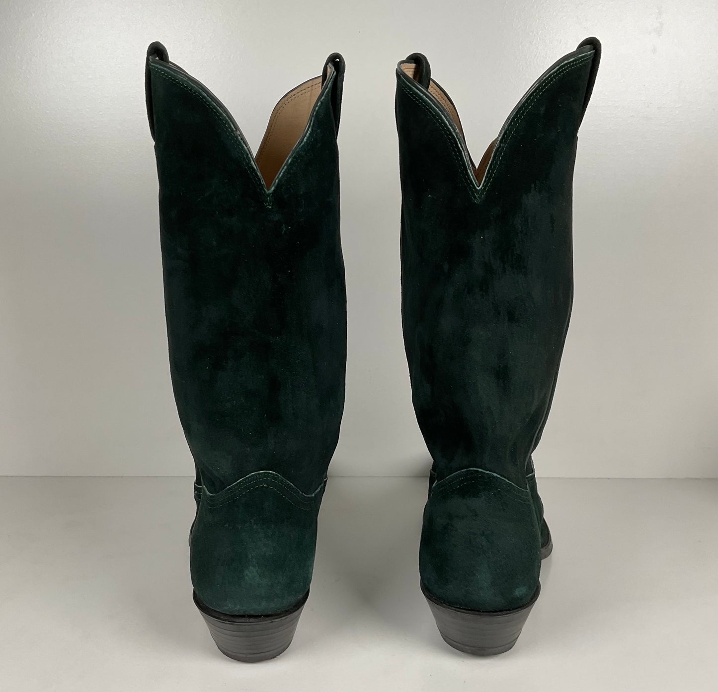 Vintage Nocona Wild Boar Cowboy Boots | Pig Skin Suede | Emerald Green | Men’s 11 E
