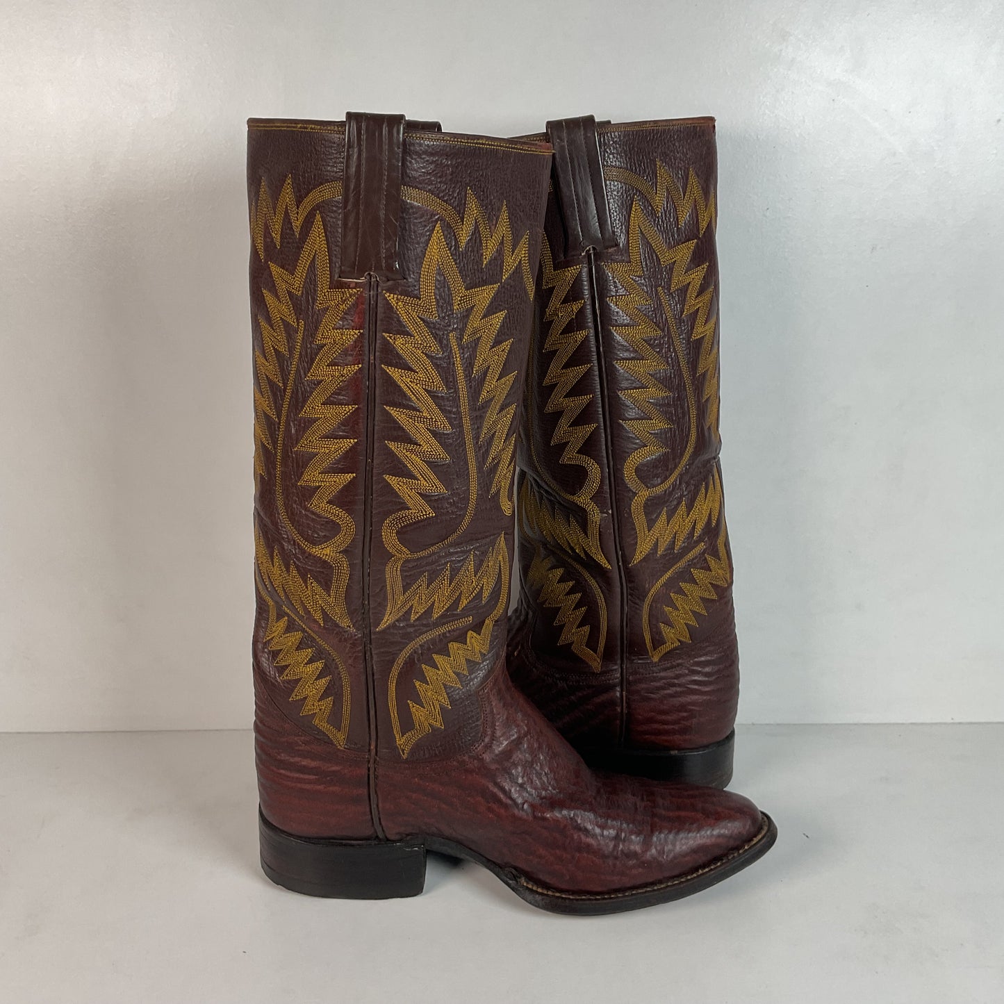 Vintage 1960s Stove Pipe Cowboy Boots 9-9.5 Exotic Shark Skin Custom Made