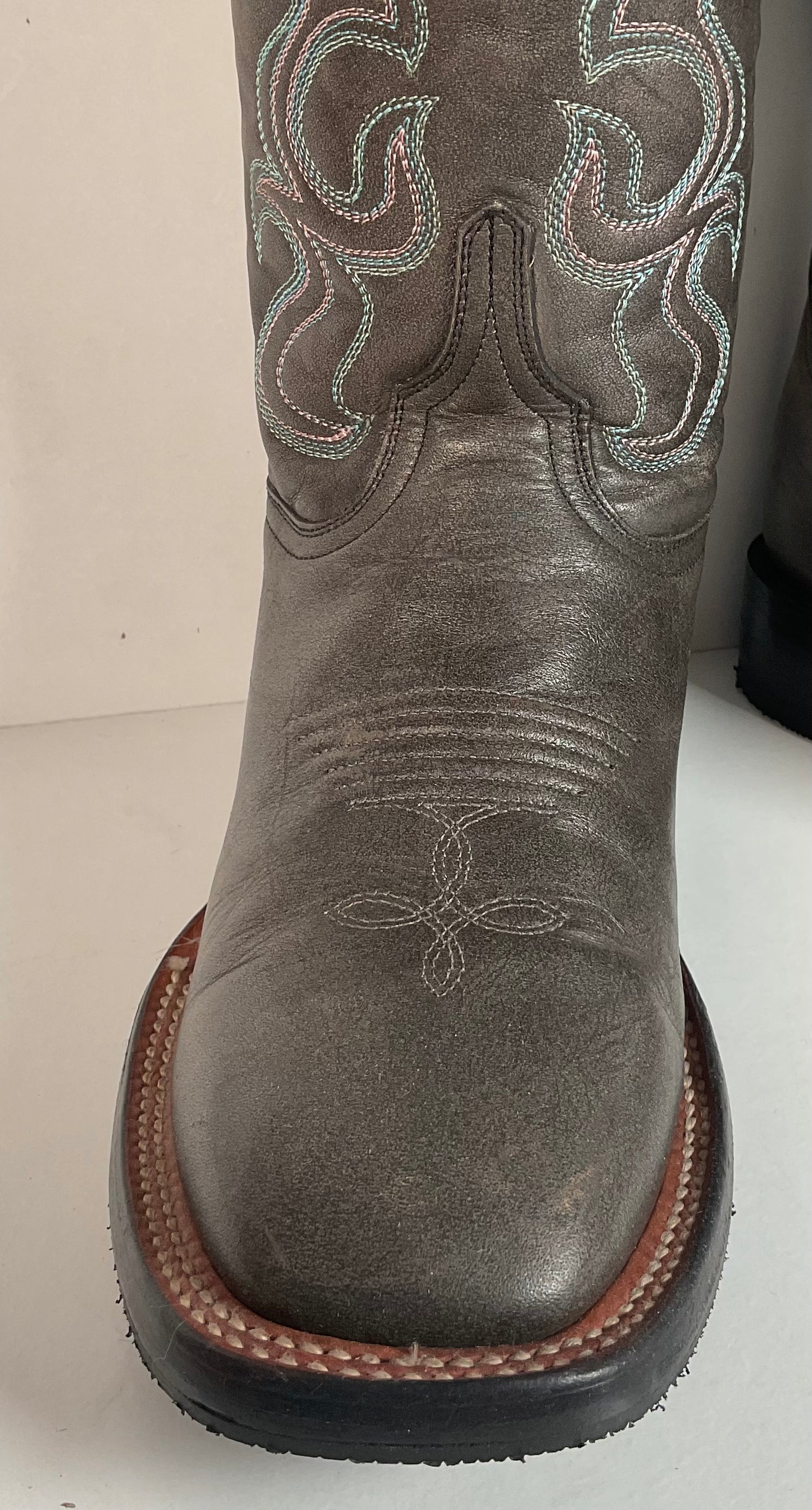 Lucchese Women’s Grey Cowgirl Boots 8.5 B Square Toe Recraft