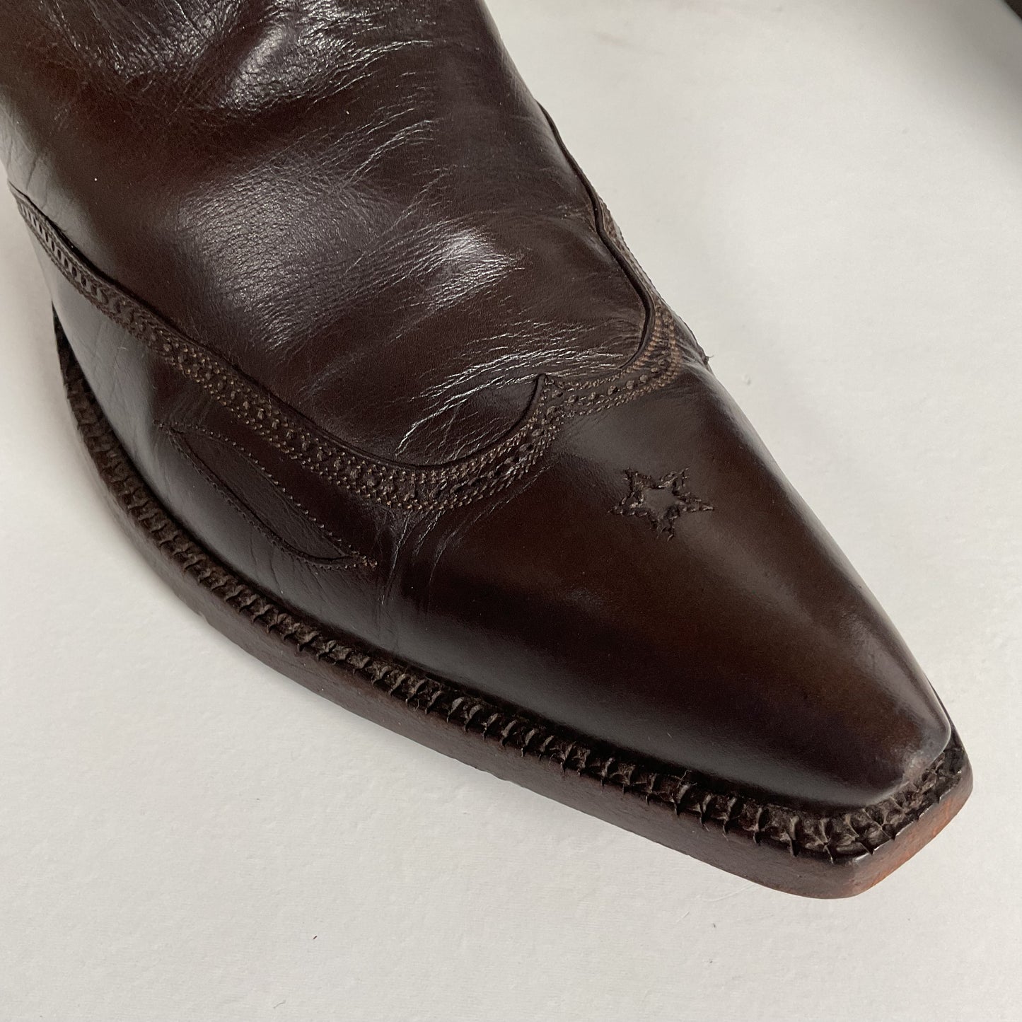 J.B. Hill for M.L. Leddy | Calfskin Cowgirl Boots | Dark Brown | Women’s 7 B