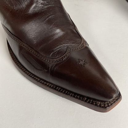 J.B. Hill for M.L. Leddy | Calfskin Cowgirl Boots | Dark Brown | Women’s 7 B