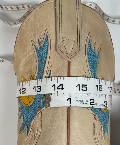 Vintage Miss Capezio Tulip Cowgirl Boots 7.5 M USA Made Rainbow Stitched