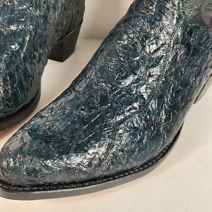 Vintage Olathe Sea Bass Cowboy Boots | Exotic | USA Made | Navy Blue | 13 EE
