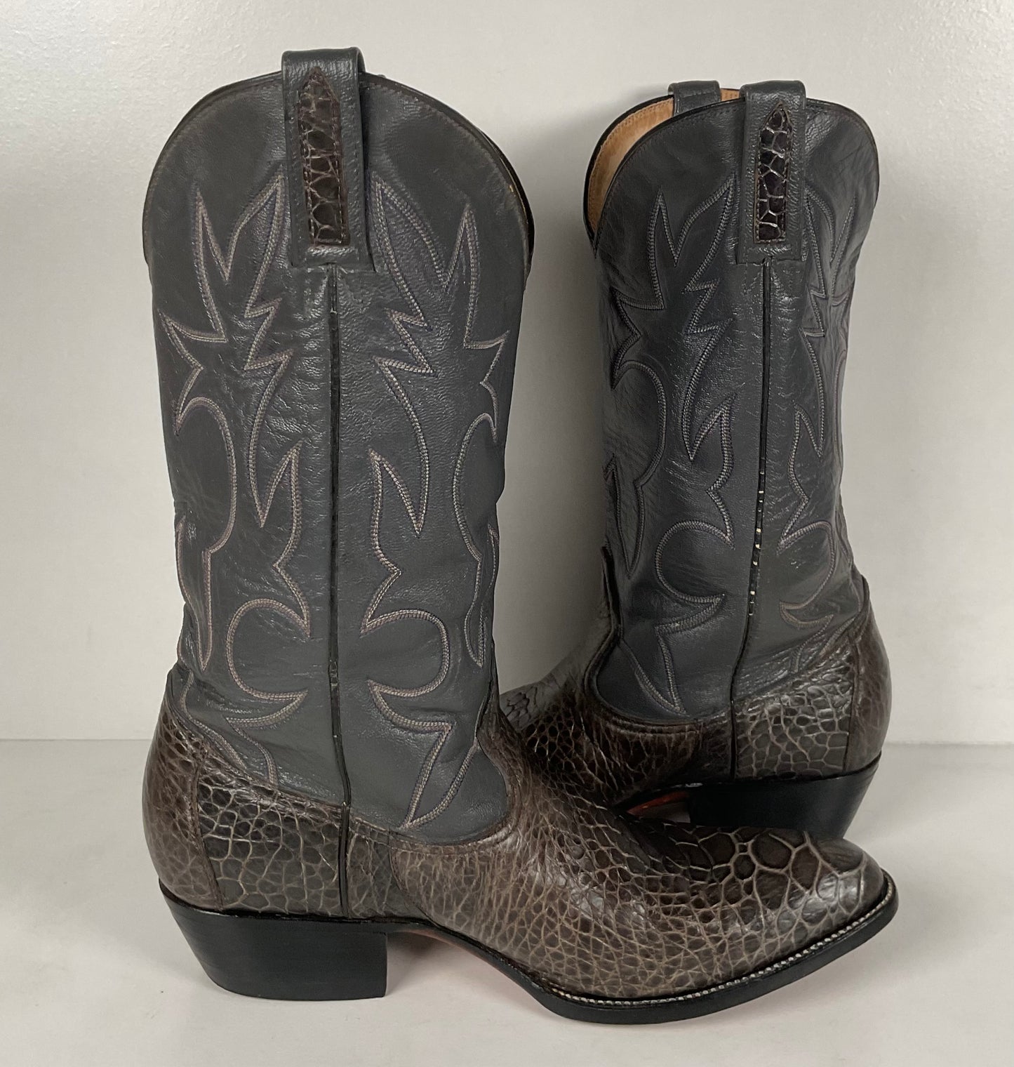 Vintage Exotic Cowboy Boots | Pre Ban | Grey | Wide | Men’s 10