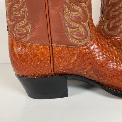 Vintage Tony Lama Python Snakeskin Cowboy Boots | Gold Label | Men’s 8 D