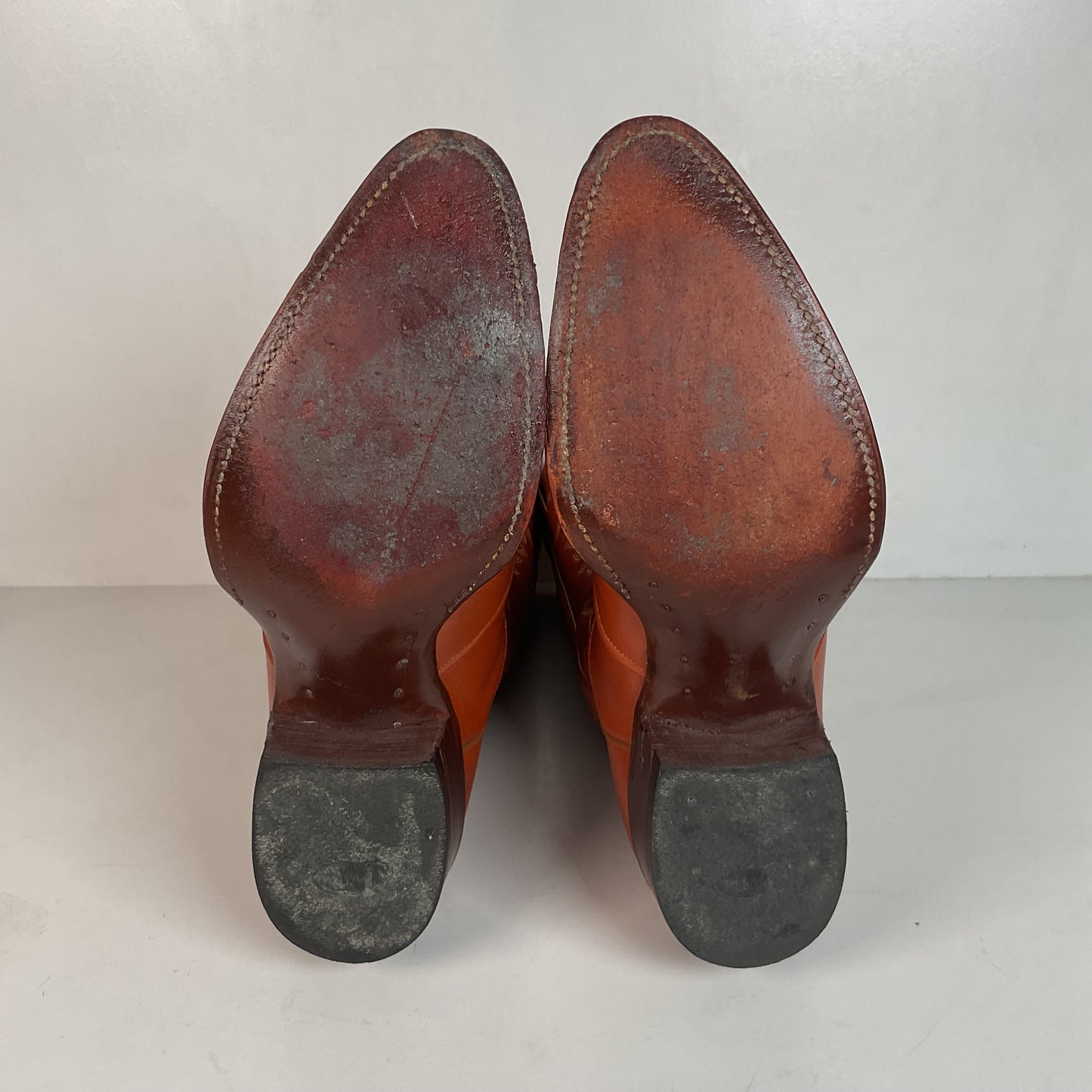 Vintage Justin Burnt Orange Cowgirl Boots 7 C USA Made