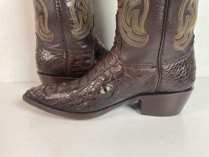 Custom Caiman Crocodile Cowboy Boots Men’s 8.5 Exotic Head Cut