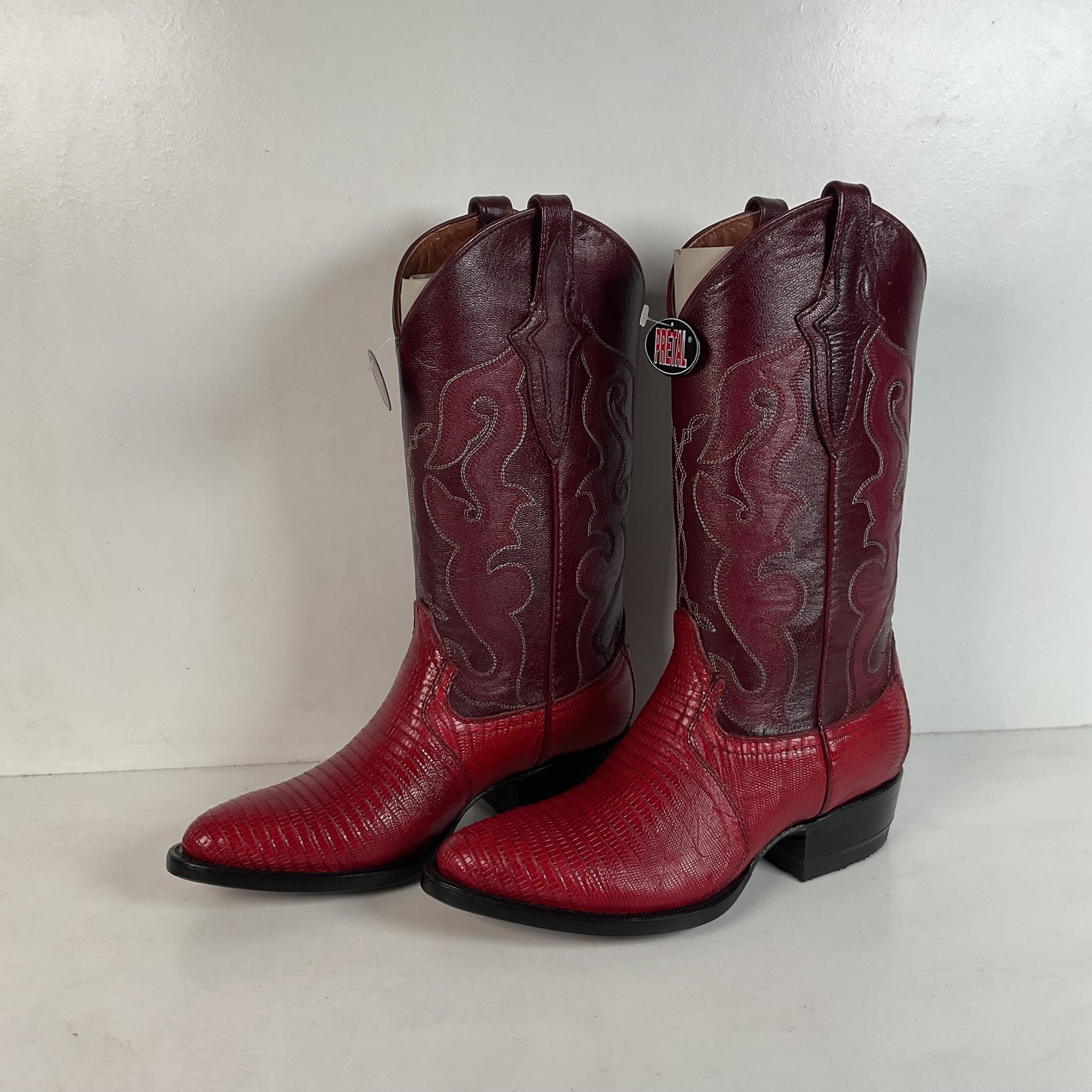 Lava Red Teju Lizard Cowboy Boots Men’s 6 Extra Wide | Women’s 7