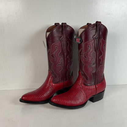 Lava Red Teju Lizard Cowboy Boots Men’s 6 Extra Wide | Women’s 7
