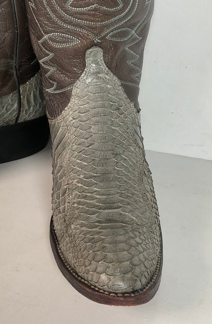 Vintage Dan Post Grey Python Cowgirl Boots 8 C USA Made