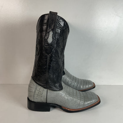 Los Altos Grey Caiman Crocodile Cowboy Boots 9 EE Exotic Belly Cut