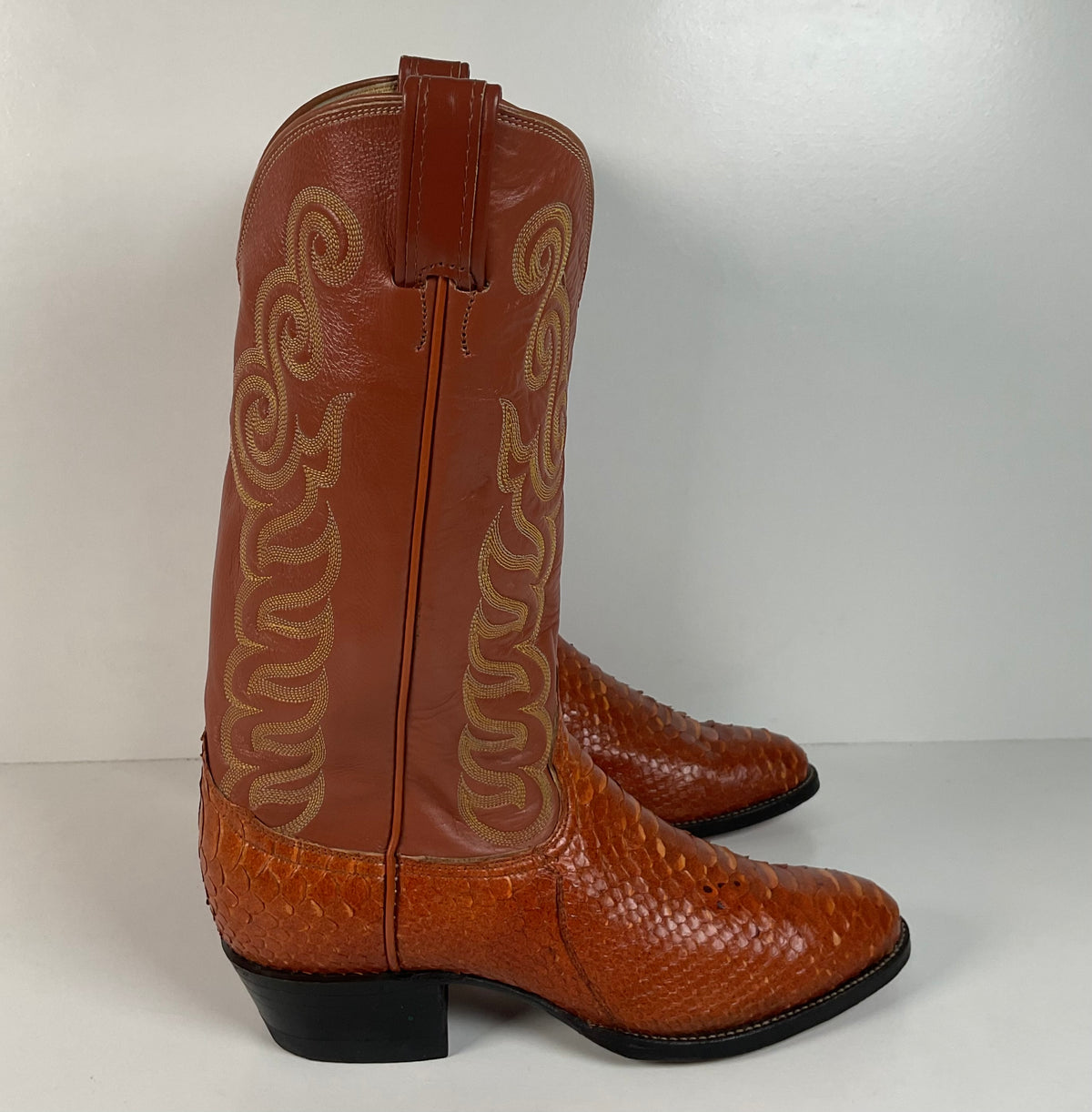 Vintage Tony Lama Python Snakeskin Cowboy Boots | Gold Label | Men’s 8 D