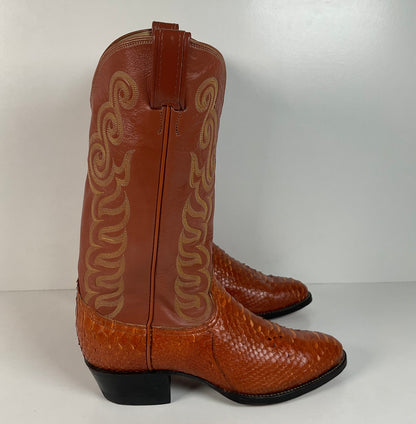 Vintage Tony Lama Python Snakeskin Cowboy Boots | Gold Label | Men’s 8 D