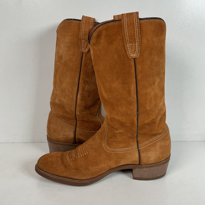 Vintage Wolverine Full Suede Cowgirl Boots 8 M Harvest Wheat Vibram