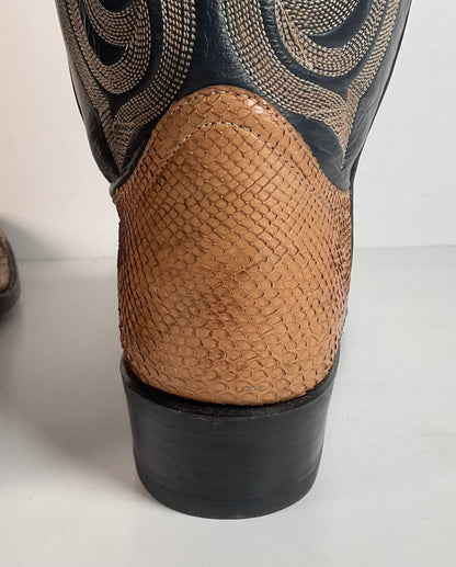 Vintage Larry Mahan Snakeskin Cowboy Boots | Exotic | Narrow | Men’s 11 B