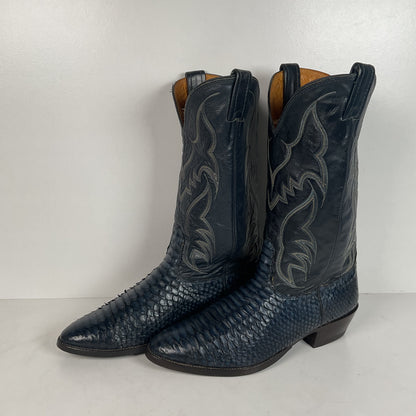 Vintage Nocona Python Snakeskin Cowboy Boots | USA Made | Royal Blue | 9 EE