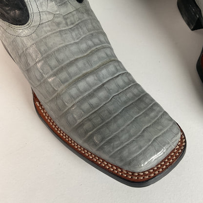 Los Altos Grey Caiman Crocodile Cowboy Boots 9 EE Exotic Belly Cut