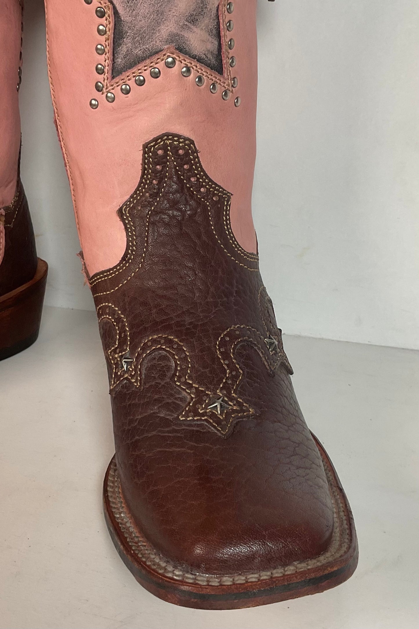Dan Post 16” Fringe Cowgirl Boots 7.5 M Square Toe Star Inlay