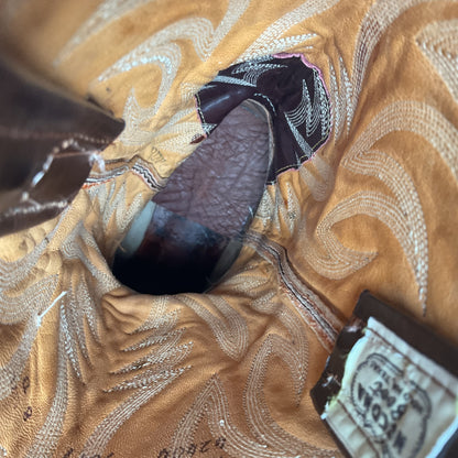 Vintage Nocona Boa Snakeskin Cowboy Boots 8 D Front Cut