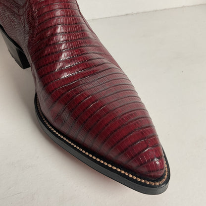 Silvertown Lizard Cowboy Boots | Cranberry Red | Men’s 7.5 C | Women’s 8.5
