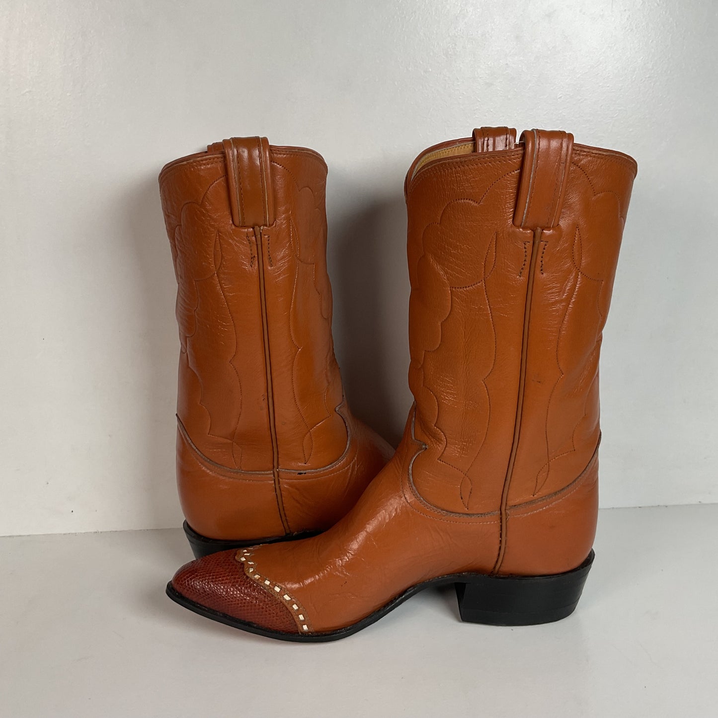 Vintage Tony Lama Maple Leaf Cowboy Boots | Lizard Tip | Narrow | Men’s 8 | Women’s 9