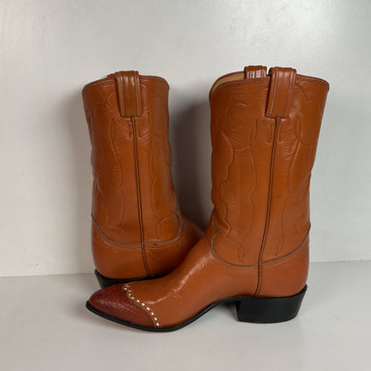 Vintage Tony Lama Maple Leaf Cowboy Boots | Lizard Tip | Narrow | Men’s 8 | Women’s 9