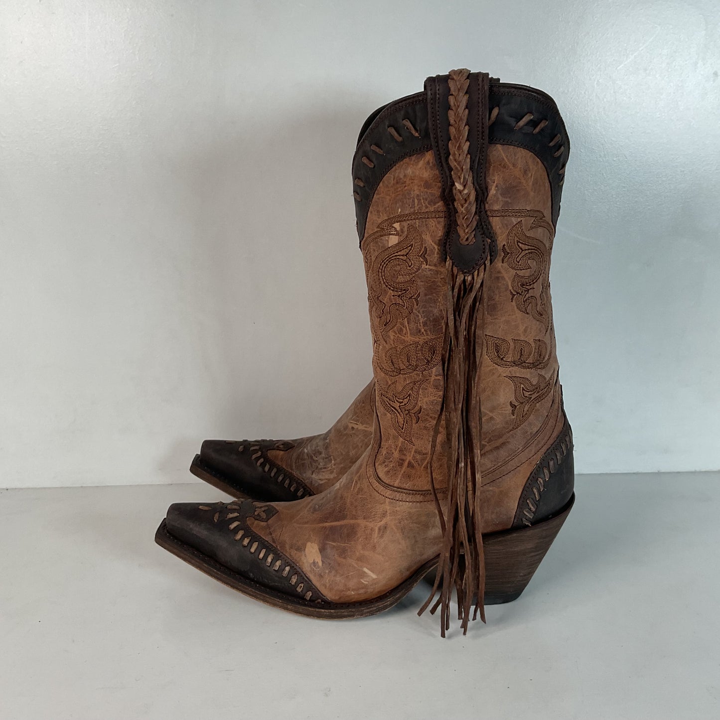 Lucchese Tucson Fringe Cowgirl Boots 9 B Wingtip