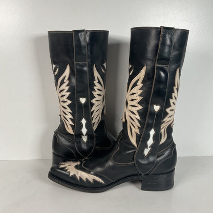 Vintage Thunderbird Cowboy Boots | Tooled Inlays | Mule Ear | 1960s | Men’s 9