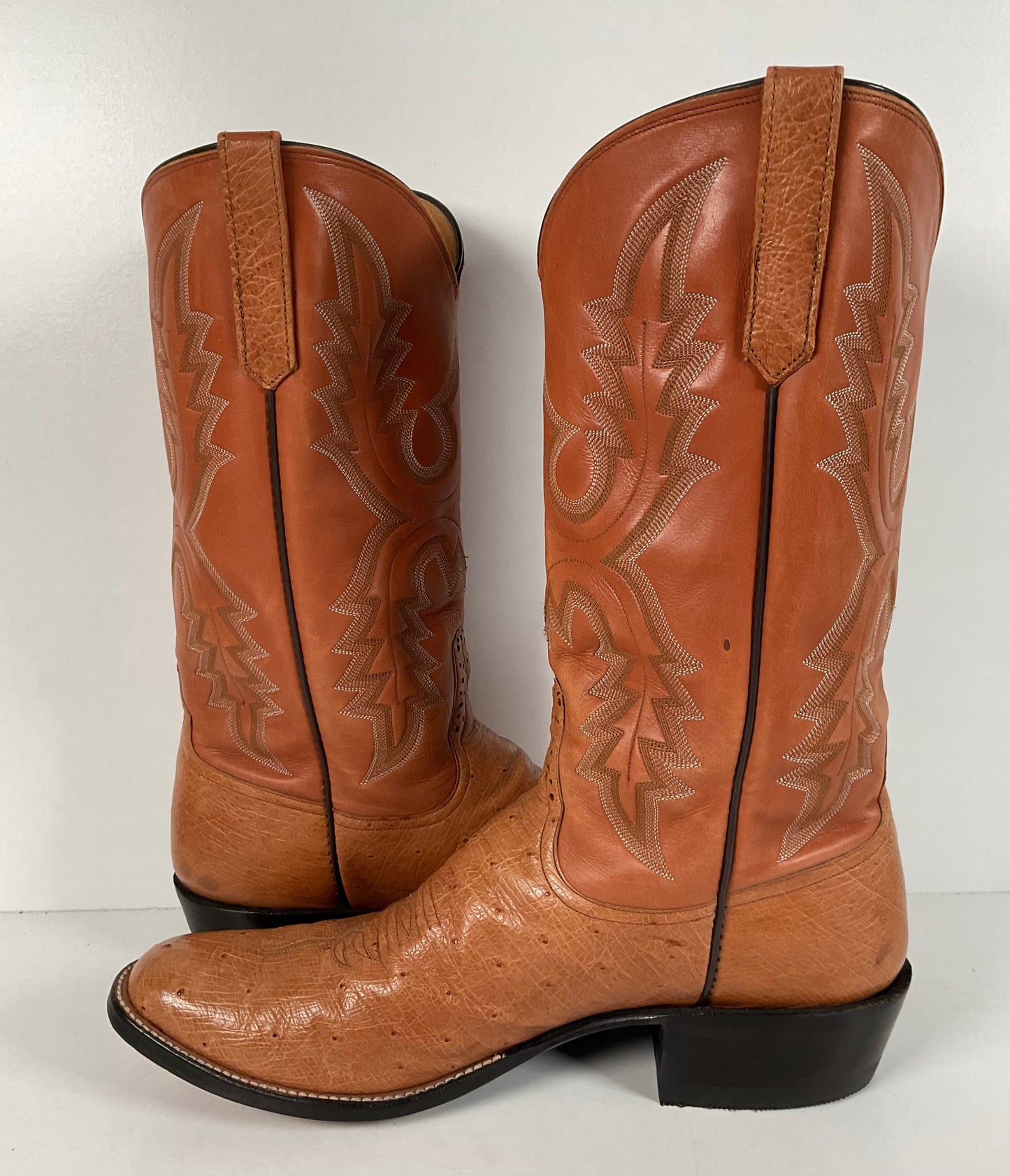 Rios Of Mercedes Smooth Ostrich Cowboy Boots 13 B Exotic USA Made