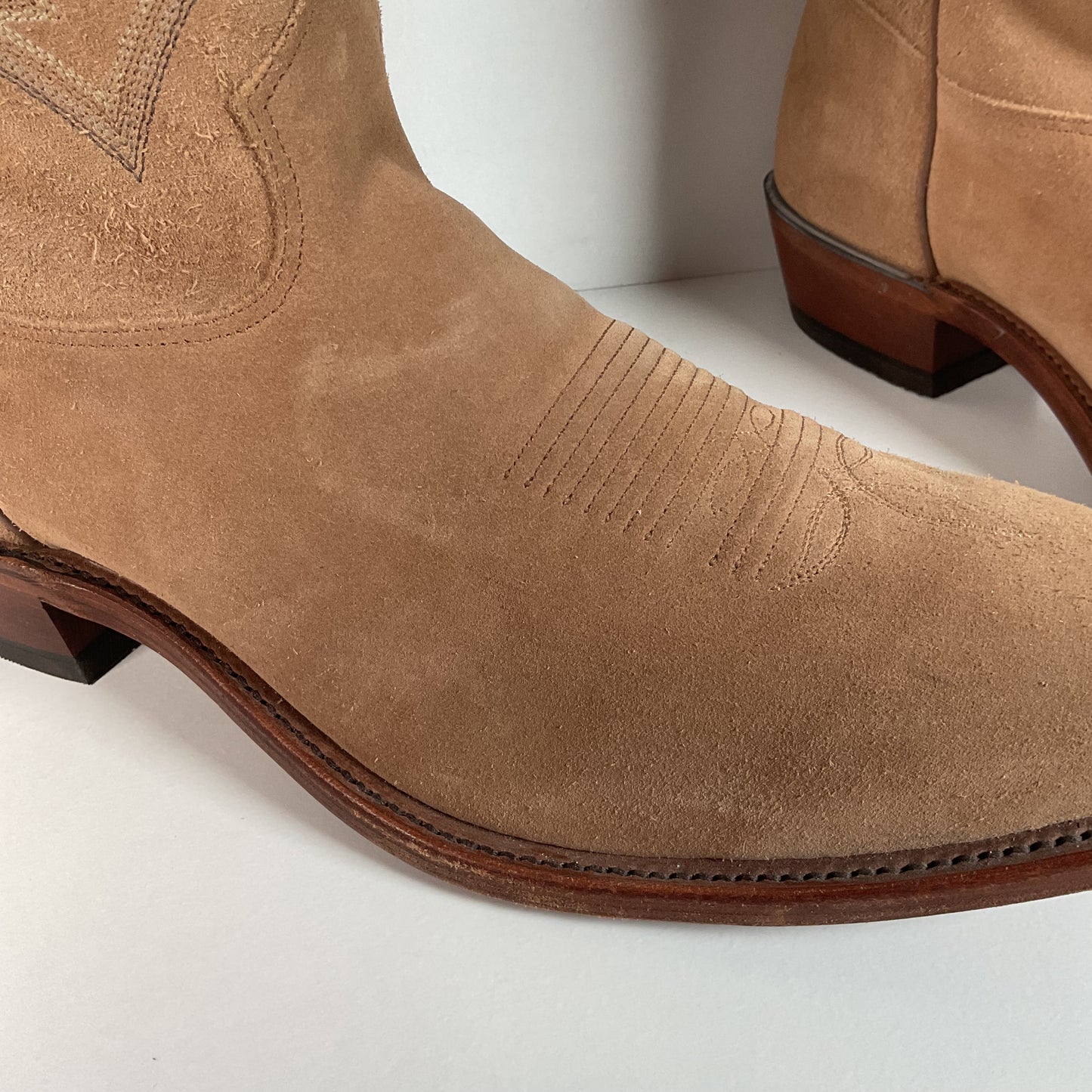 Tony Lama Suede Cowboy Boots | USA Made | Sand Mojave | 11.5 EE