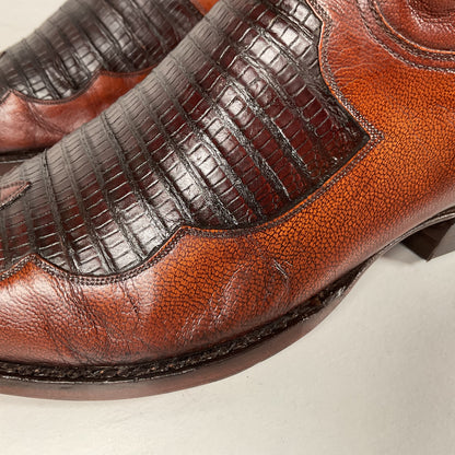 Vintage Lucchese Goat Skin Cowboy Boots | Lizard Inlay | Men’s 8.5 D
