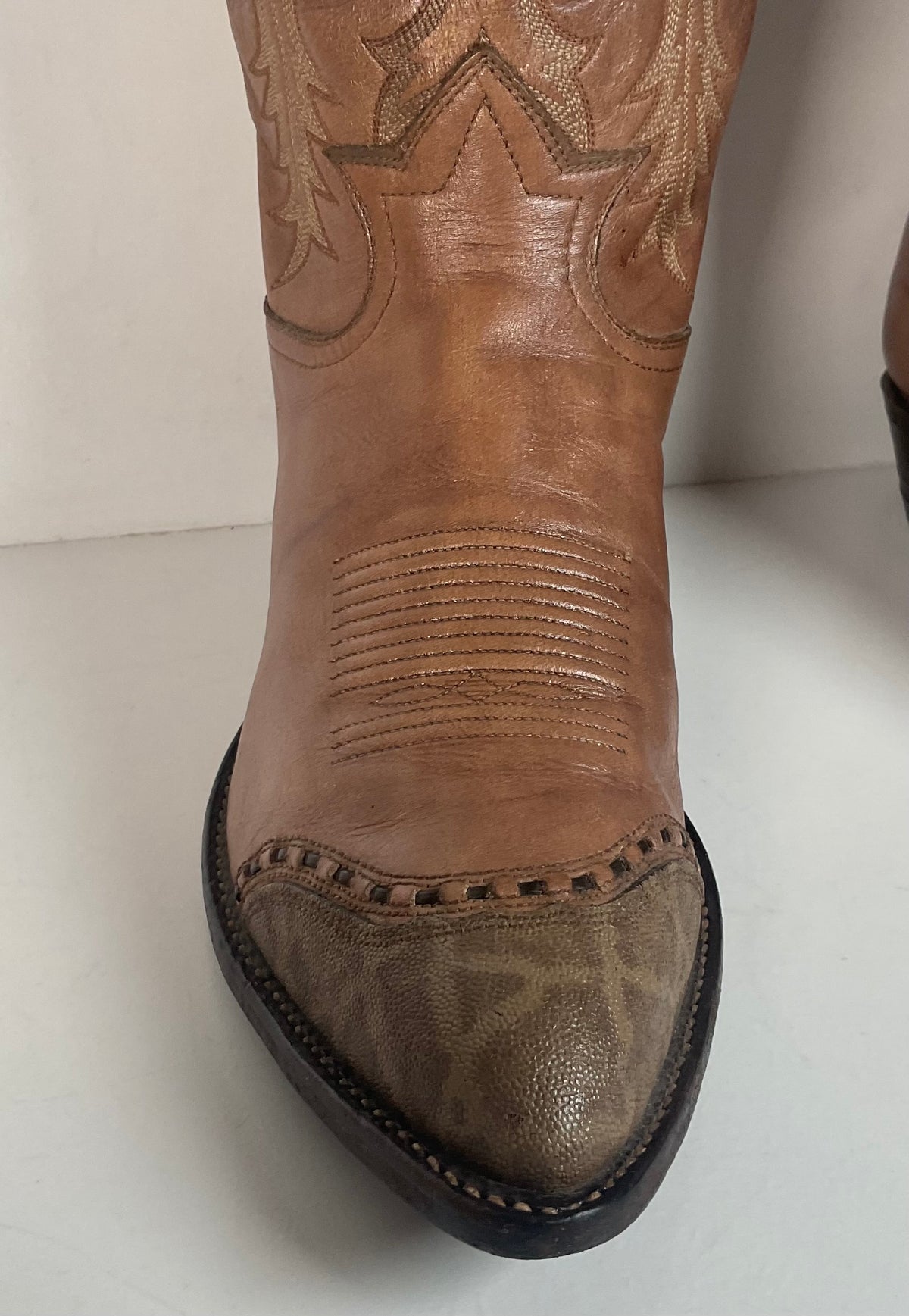 Vintage Tony Lama Elephant Wingtip Cowboy Boots | Gold Label | Exotic | Men’s 9 EE