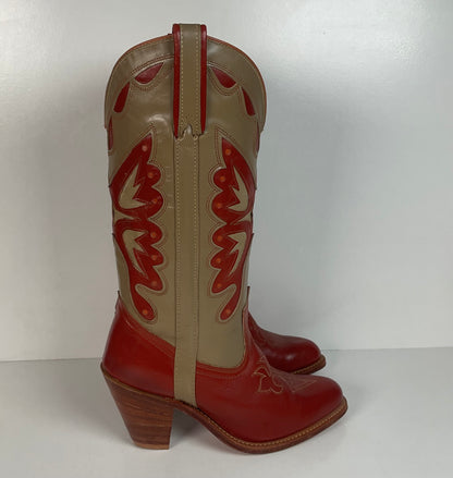 Vintage Capezio Butterfly Cowgirl Boots | Tooled Inlays | USA Made | Women’s 8 M