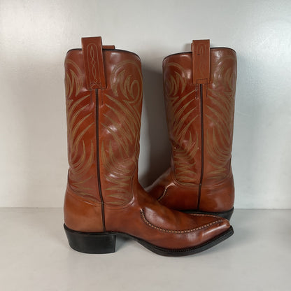 Vintage 1970s Dan Post Whip Stitch Cowboy Boots 9 D Stove Pipe