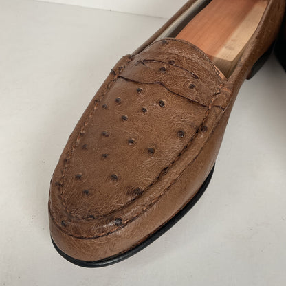 Helene Arpels Ostrich Quill Penny Loafers | Exotic | Brown | 10.5 B