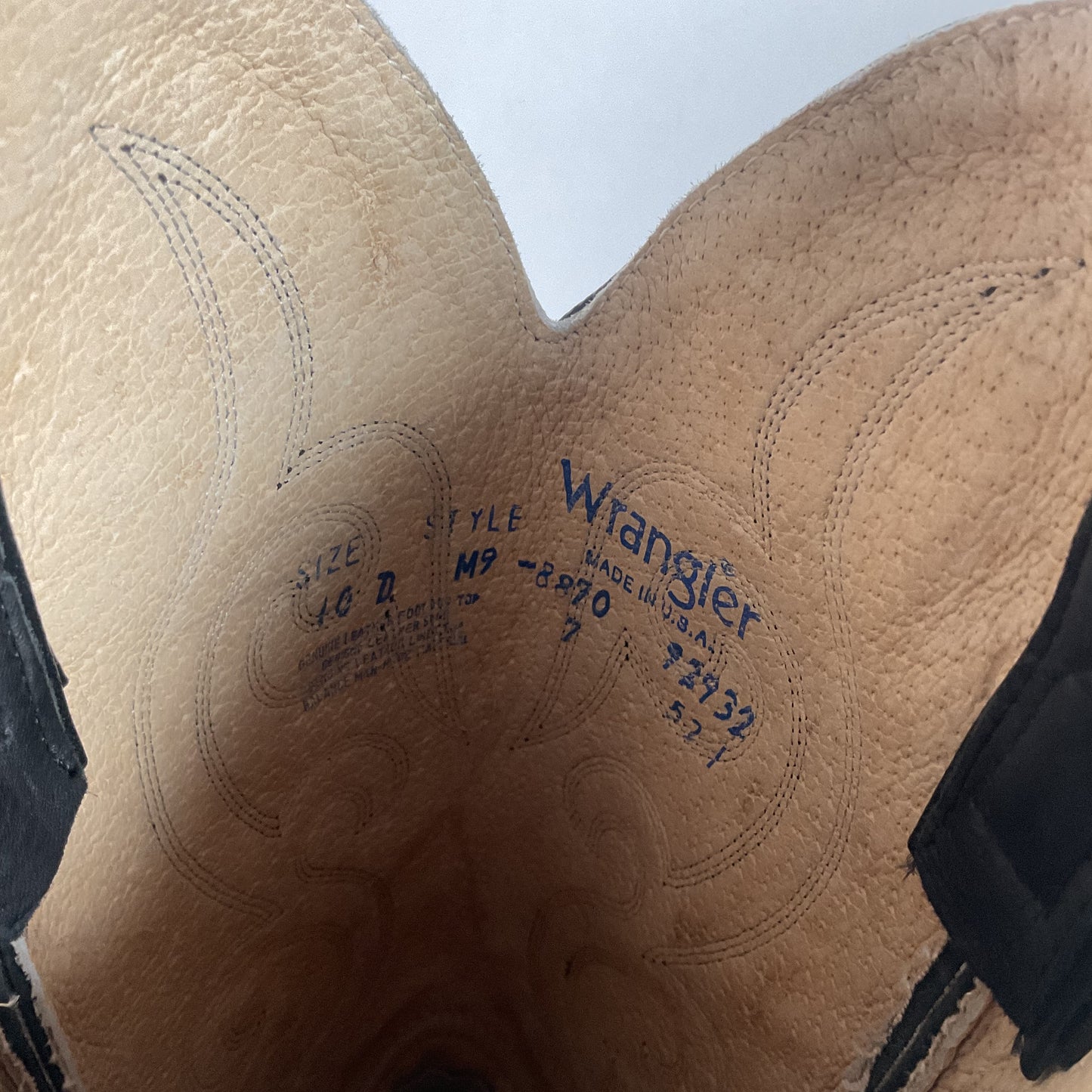 Vintage Wrangler Dark Grey Cowboy Boots 10 D Soft Tennessee Deer Skin