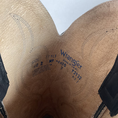 Vintage Wrangler Dark Grey Cowboy Boots 10 D Soft Tennessee Deer Skin