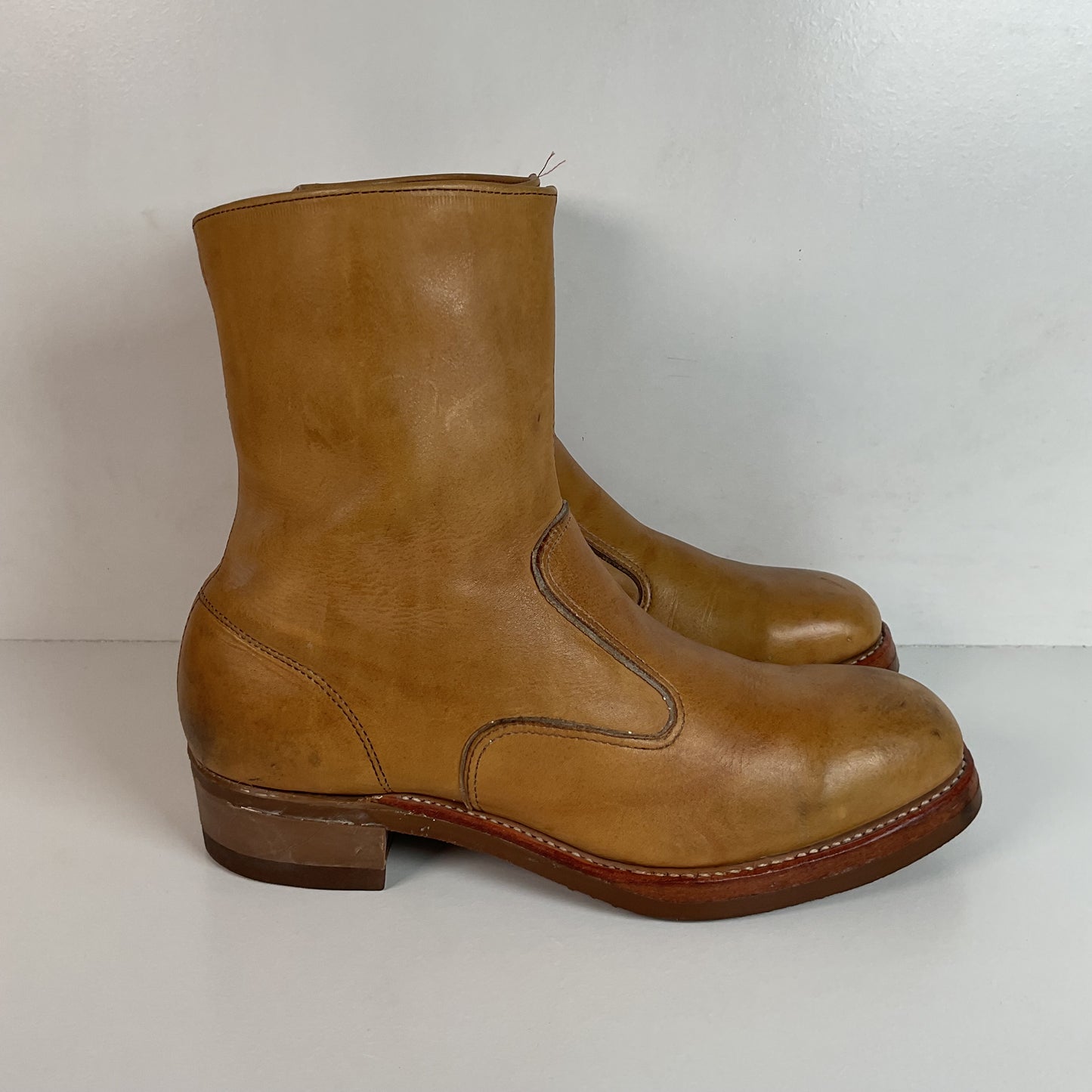 Vintage 1970s Iron Age Safety Toe Ankle Boots 9.5 EEE USA Made Campus Chunky