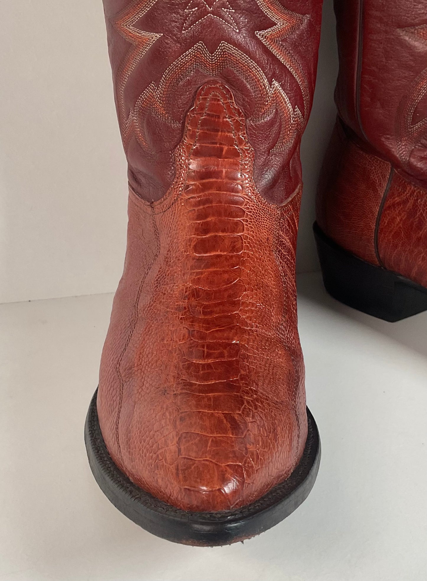 Vintage Nocona Ostrich Leg Cowboy Boots | Exotic | USA Made | Men’s 15 EE