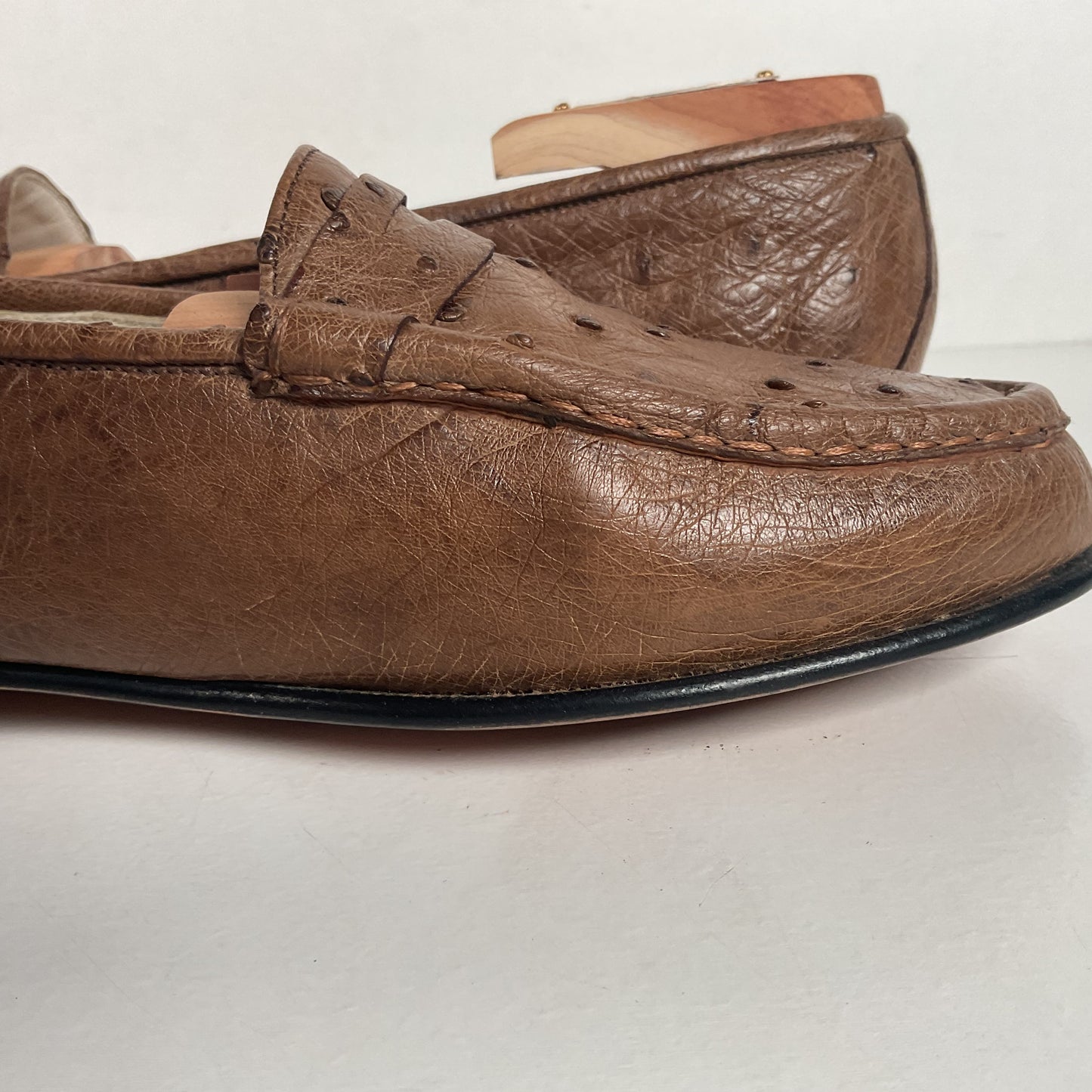 Helene Arpels Ostrich Quill Penny Loafers | Exotic | Brown | 10.5 B