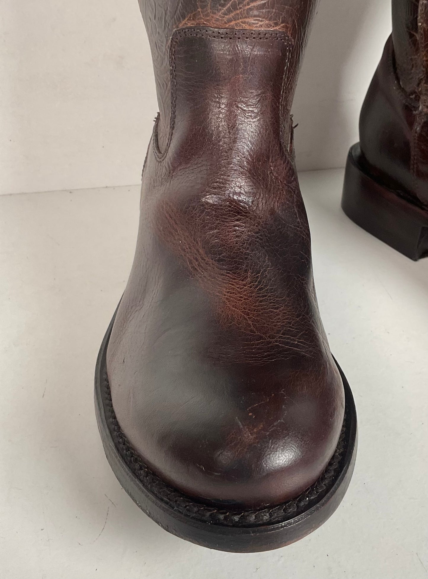 J.B. Dillon Western Riding Boots | Triple Buckle | Tooled | Women’s 8 B