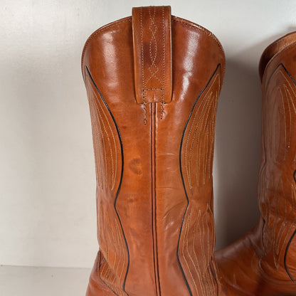 Vintage Dan Post Line Dancing Cowboy Boots 12 B Made in Spain