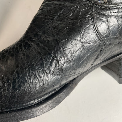 Vintage 1960s Justin Black Sea Turtle Cowboy Boots 10 D USA Made Fort Worth Label Pre-Ban