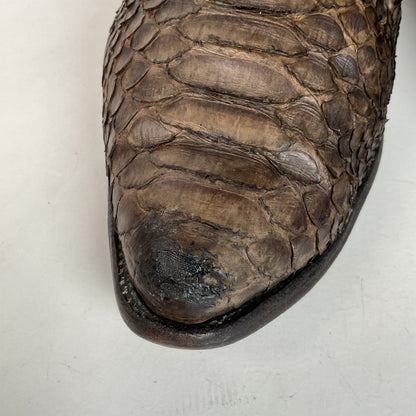 Vintage Olathe Python Snakeskin Cowboy Boots | Distressed | Tooled Inlay | 13 EE