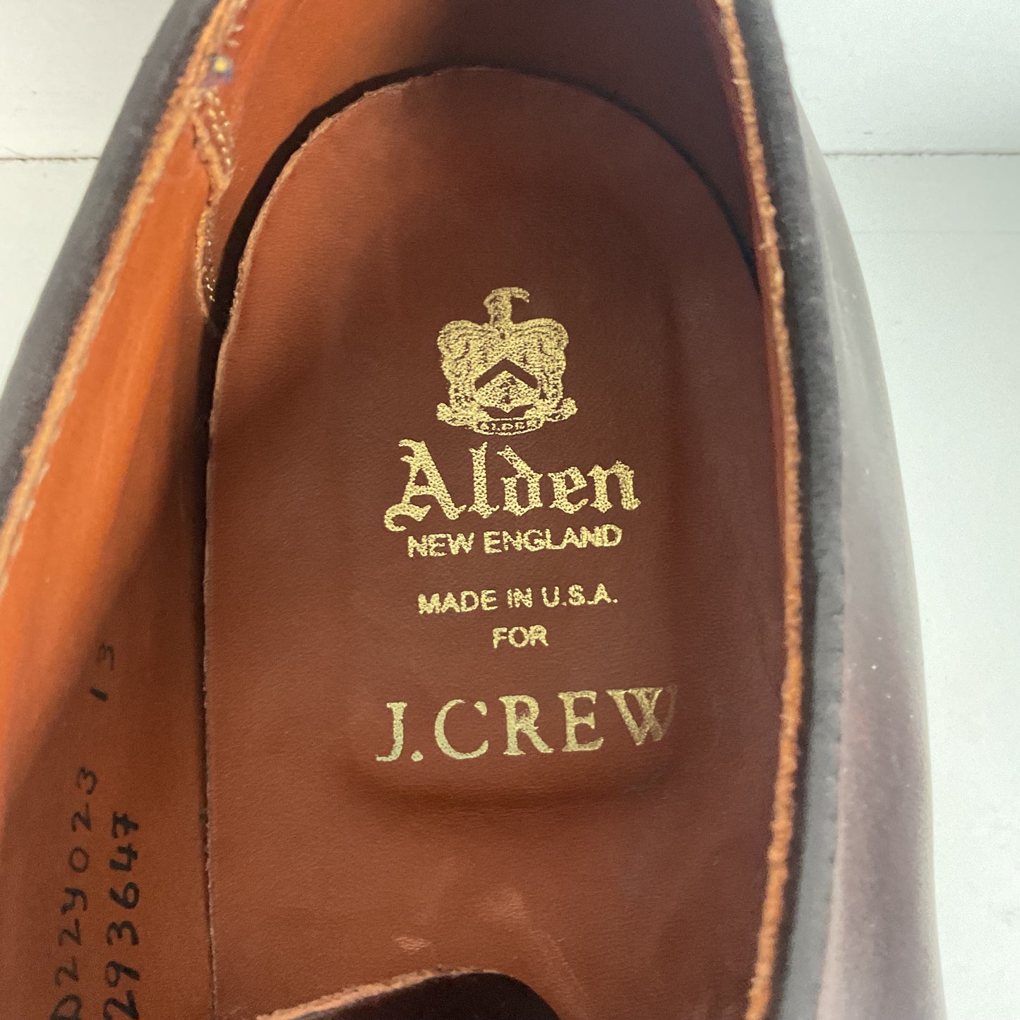 Alden for J. Crew Derby Blucher Shoes 12 D Cigar Brown
